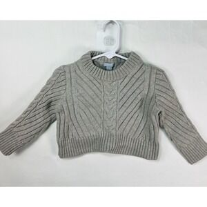 Cos Girls 2y-4y 100% Wool Knit Cropped Sweater Gray Neutral Warm Classic